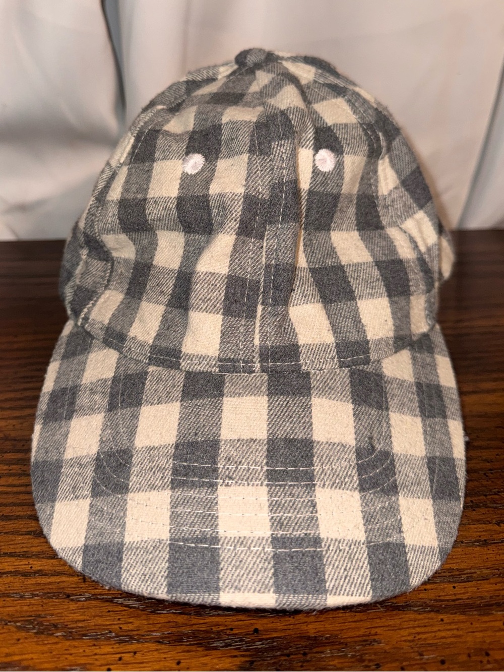 Cocus Pocus Gray Ivory Buffalo Plaid Flannel Baseball Cap OS Adjustable